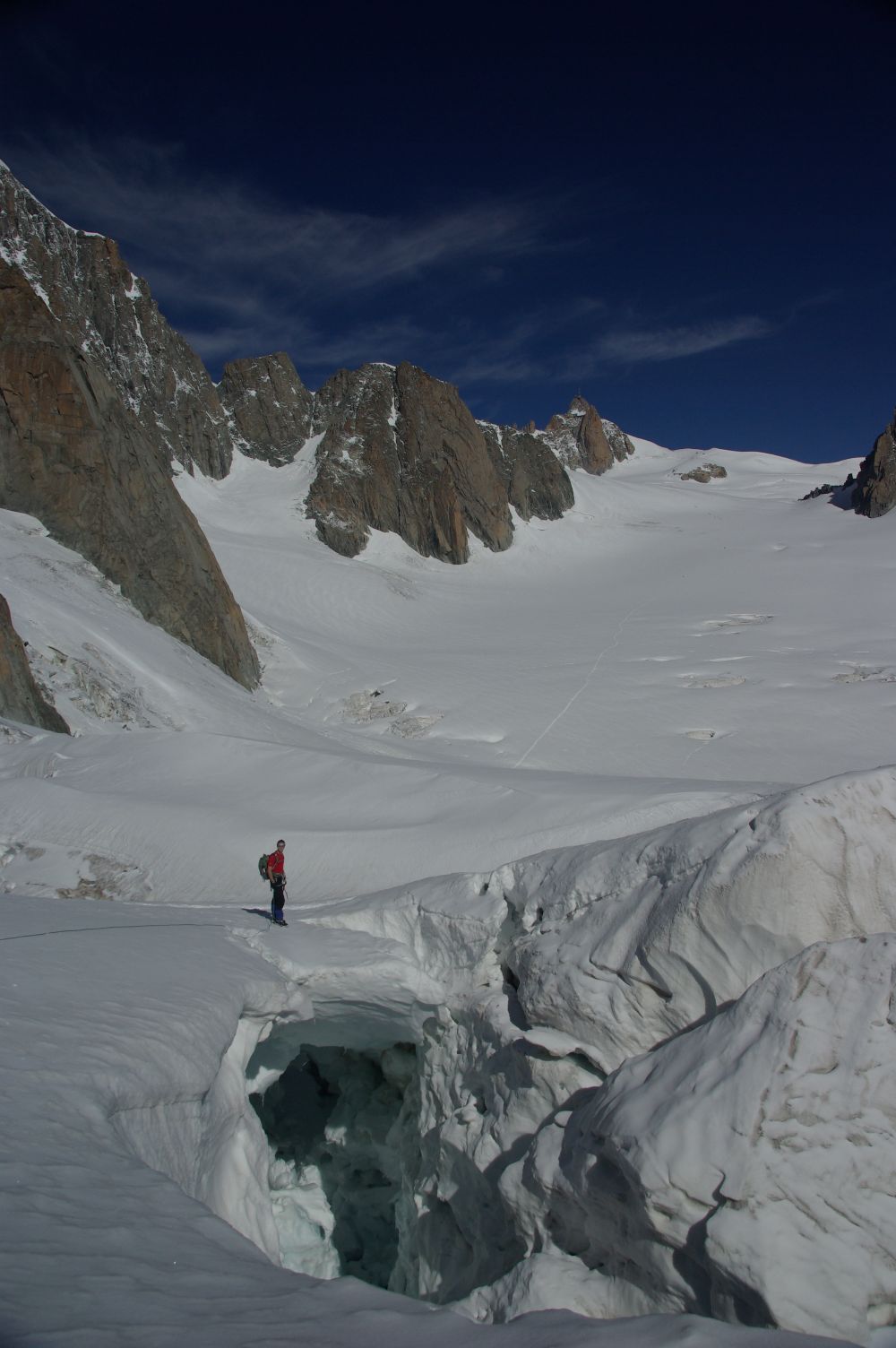 Foto mit Jo Über der Gletscherspalte